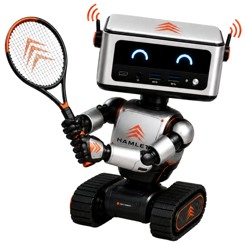 Hamlet with a tennis racquet, no more AI prompt tennis